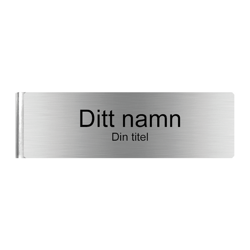 Namnbricka Militärklämma Silver med svart text & Militärklämma Silver med vit text