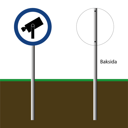 Pinnskylt - Kameraövervakning blå cirkel (1)