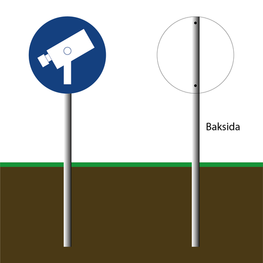 Pinnskylt - Kameraövervakning blå bakgrund (1)