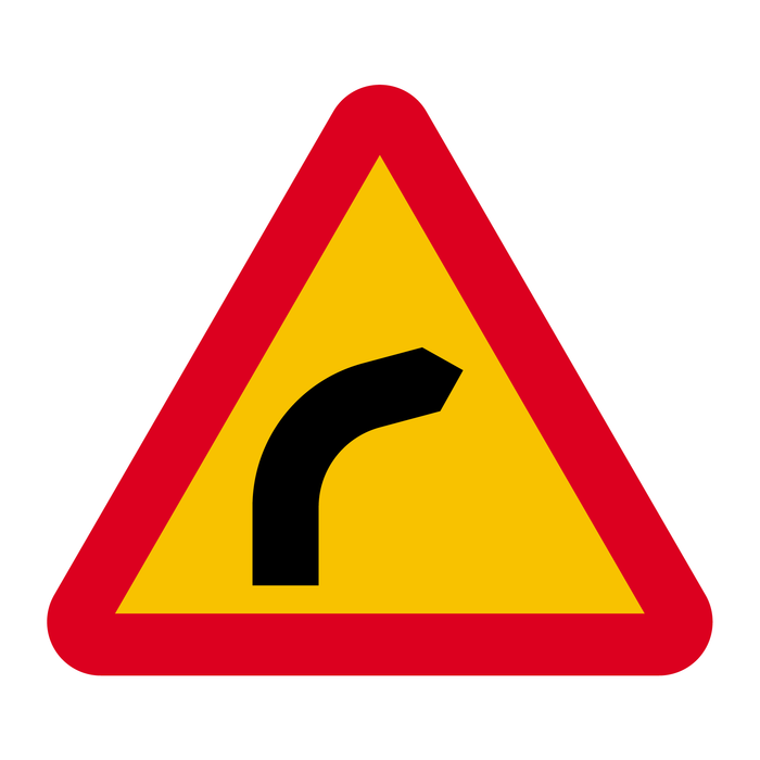 A1-2 Varning för farlig kurva, höger & A1-2 Varning för farlig kurva, höger