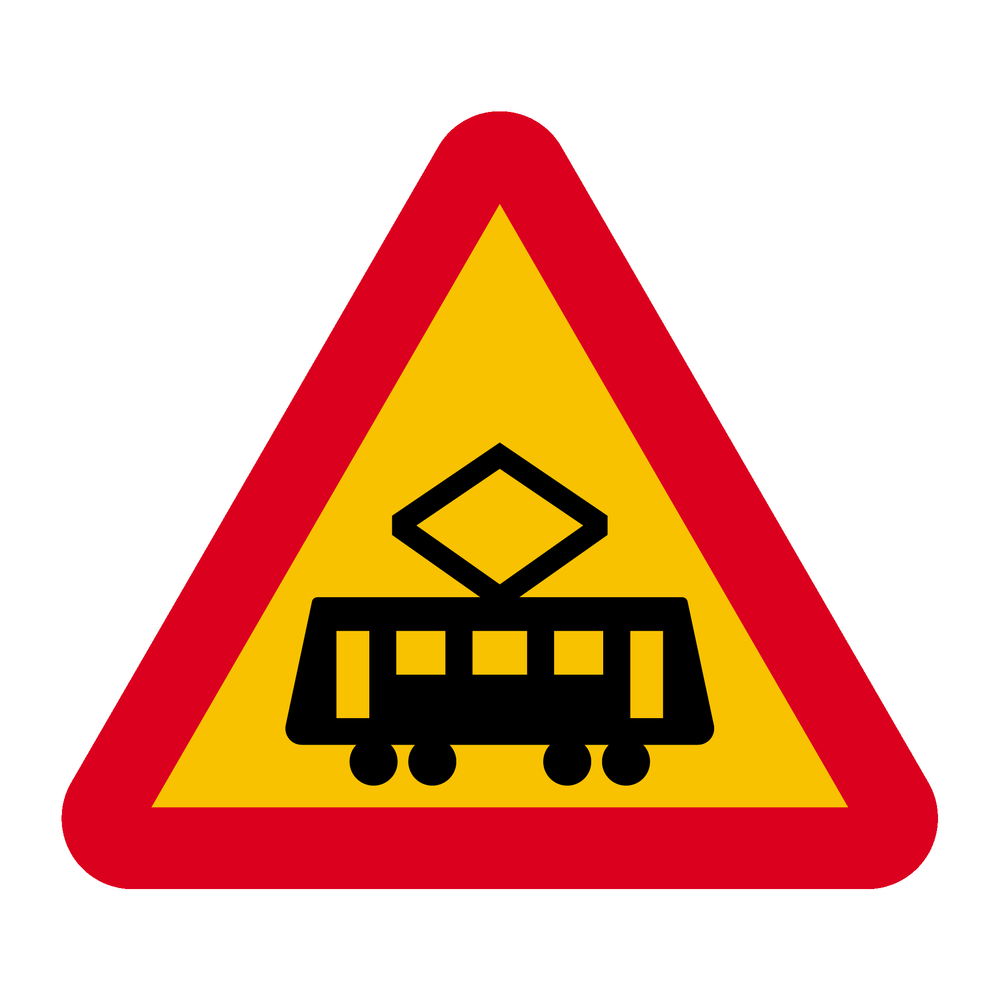 A37 Varning för korsning med spårvagn & A37 Varning för korsning med spårvagn