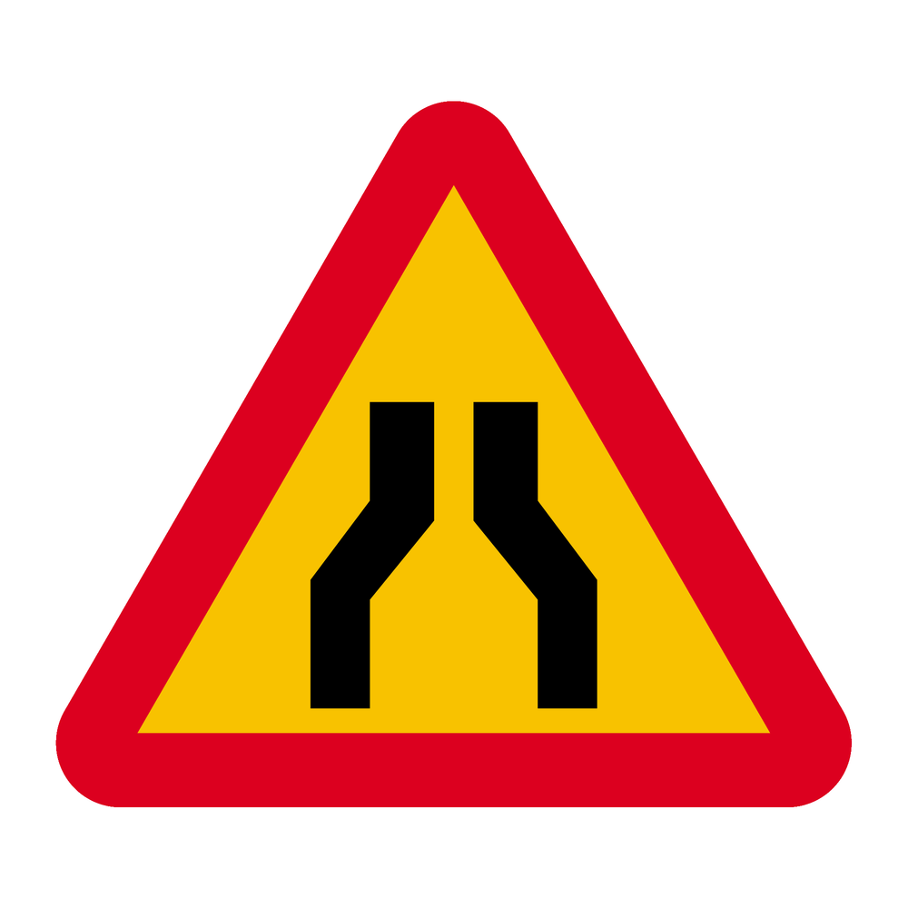 A5-1 Varning för avsmalnande väg & A5-1 Varning för avsmalnande väg