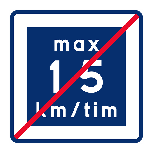 E12-15 Rekommenderad lägre hastighet upphör 15 km/h