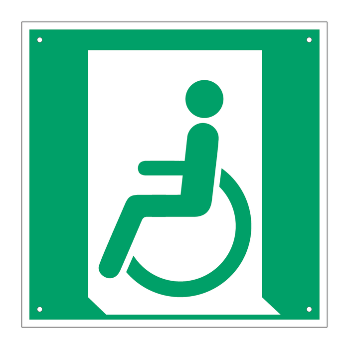 E026 Nödutgång för personer som inte går eller går med funktionsnedsättning (vänster)