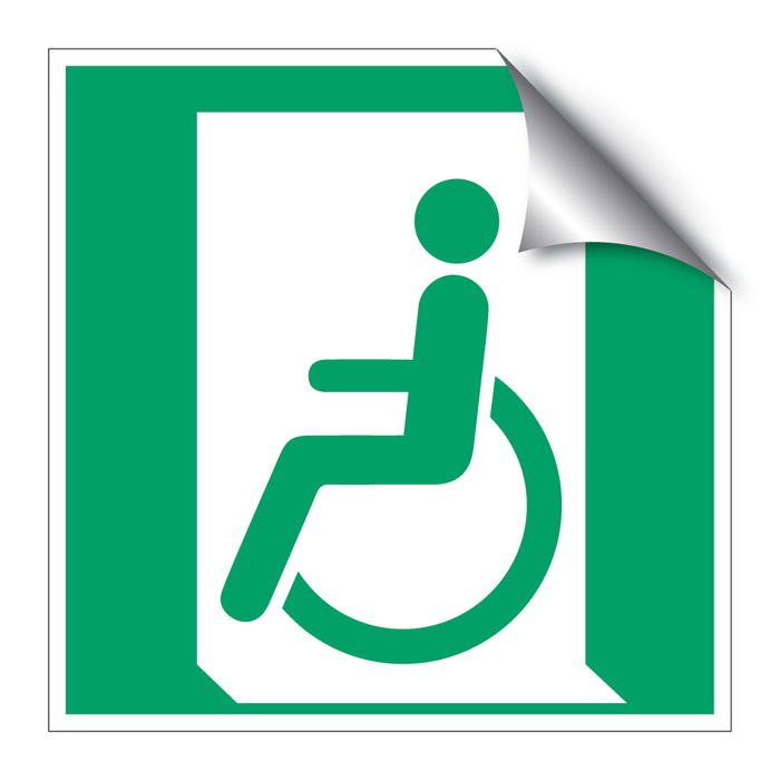 E026 Nödutgång för personer som inte går eller går med funktionsnedsättning (vänster)