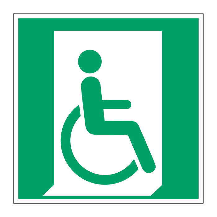 E030 Nödutgång för personer som inte går eller går med funktionsnedsättning (höger)