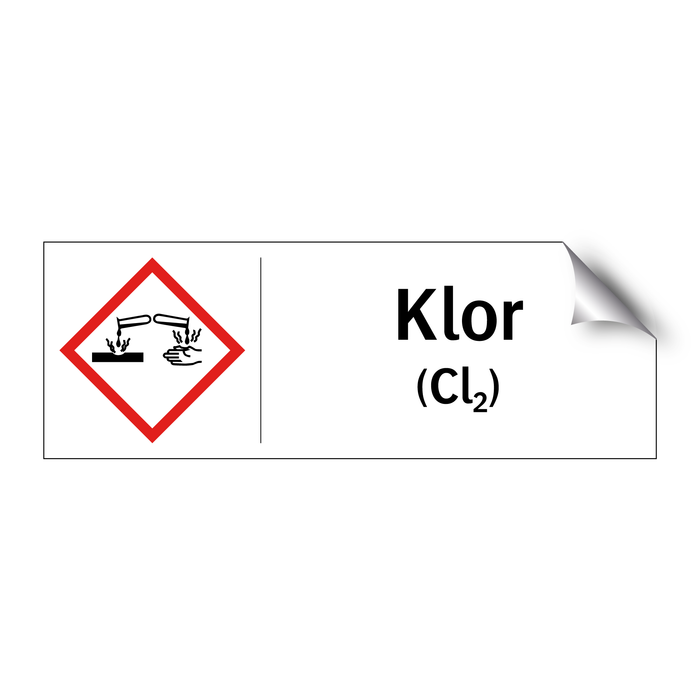 Klor Sticker Klor skylt - Kemiska riskskyltar - Skyltcentralen