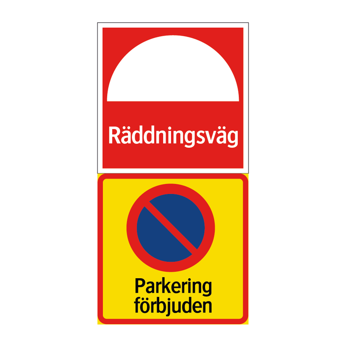 Räddningsväg parkering förbjuden & Räddningsväg parkering förbjuden