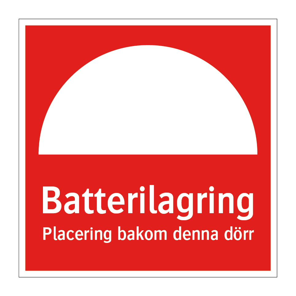 Batterilagring placering bakom denna dörr & Batterilagring placering bakom denna dörr