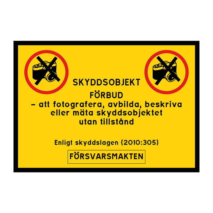 Skyddsobjekt - Förbud att ta fotografier, göra andra avbildningar, beskrivningar eller mätningar, Försvarsmakten