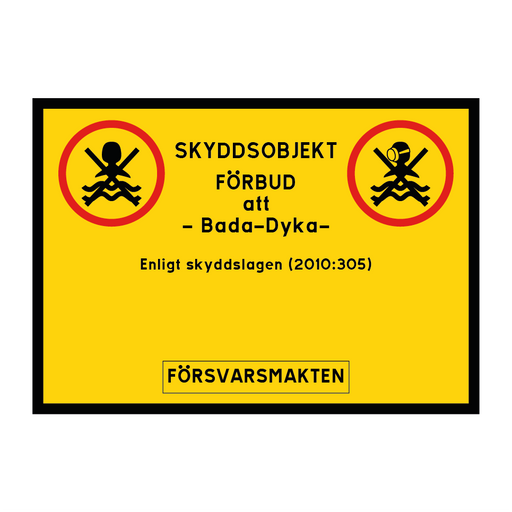 Skyddsobjekt - Förbud att bada och dyka, Försvarsmakten