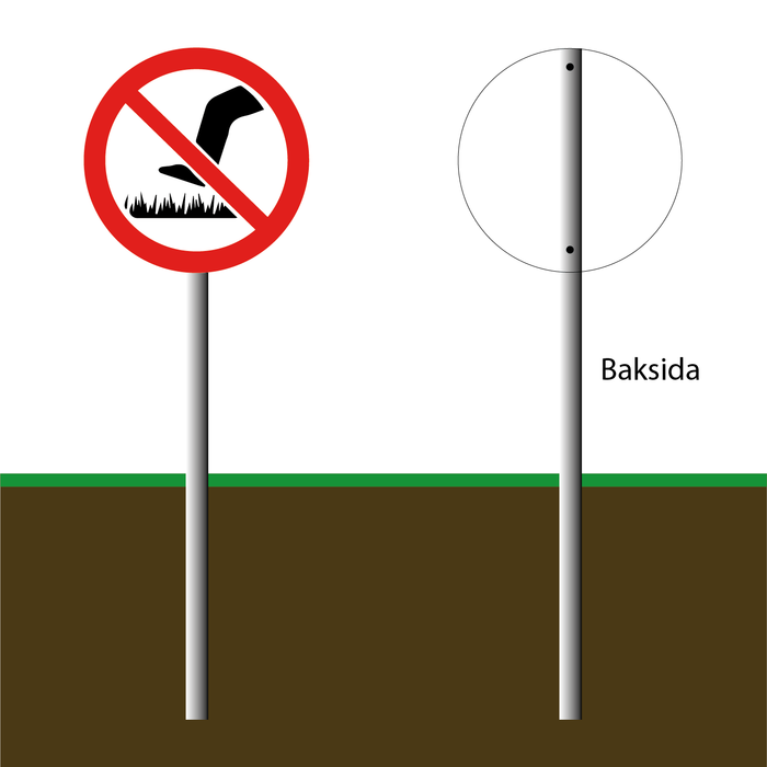 Pinnskylt - Förbjudet att beträda gräsmattan (1)