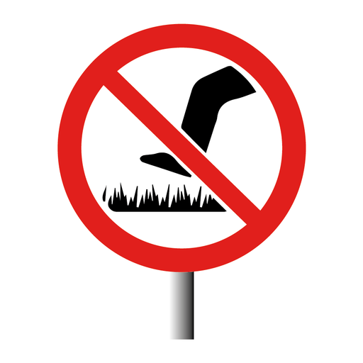 Pinnskylt - Förbjudet att beträda gräsmattan & Pinnskylt - Förbjudet att beträda gräsmattan