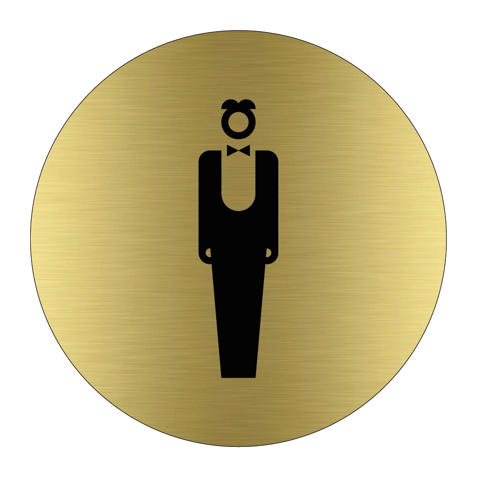 Toalettskylt symbol herrar - Rund - Alubrass & Toalettskylt symbol herrar - Rund - Alubrass