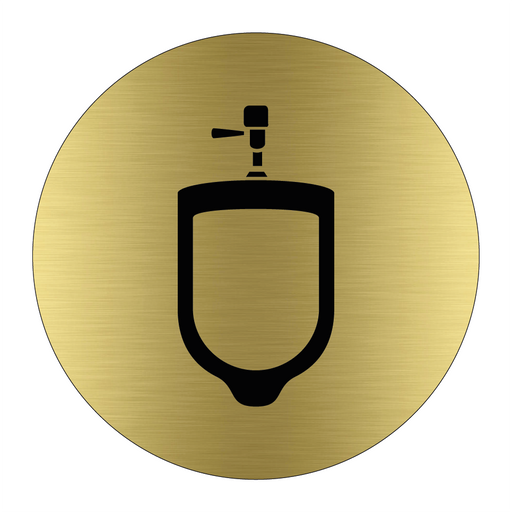 Toalettskylt symbol pissoar - Rund - Alubrass & Toalettskylt symbol pissoar - Rund - Alubrass