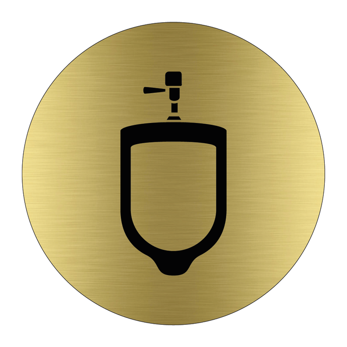 Toalettskylt symbol pissoar - Rund - Alubrass & Toalettskylt symbol pissoar - Rund - Alubrass