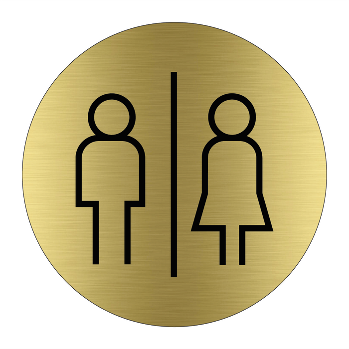 Toalettskylt symbol unisex - Rund - Alubrass & Toalettskylt symbol unisex - Rund - Alubrass
