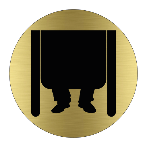 Toalettskylt symbol herrar - Rund - Alubrass & Toalettskylt symbol herrar - Rund - Alubrass