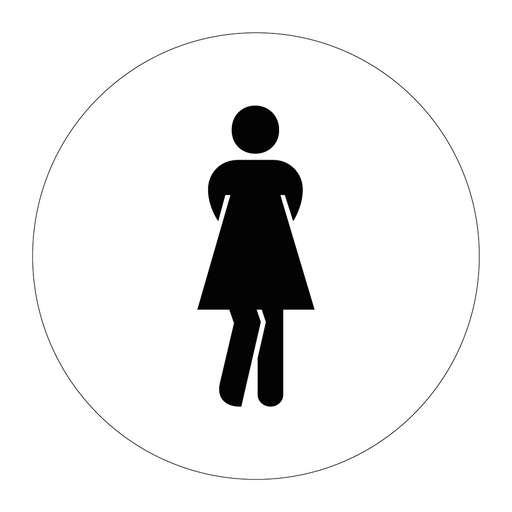 Toalettskylt symbol damer - Rund & Toalettskylt symbol damer - Rund