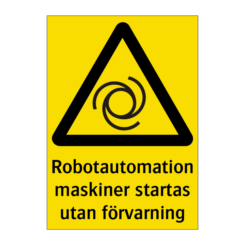 Robotautomation maskiner startas utan förvarning