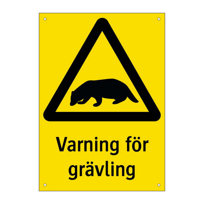 Varning för grävling & Varning för grävling & Varning för grävling & Varning för grävling