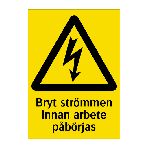 Bryt strömmen innan arbete påbörjas & Bryt strömmen innan arbete påbörjas