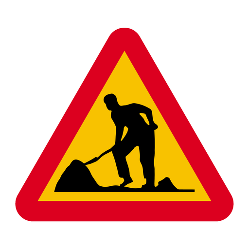 A20 Varning för vägarbete & A20 Varning för vägarbete & A20 Varning för vägarbete