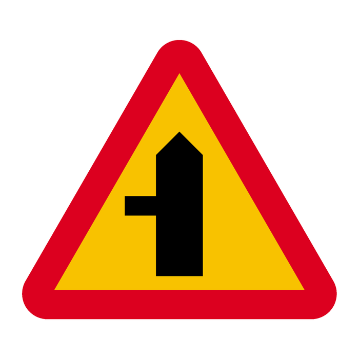 A29-10 Varning för vägkorsning där trafikanter på anslutande väg har väjnings/stopplikt