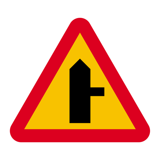 A29-13 Varning för vägkorsning där trafikanter på anslutande väg har väjnings/stopplikt