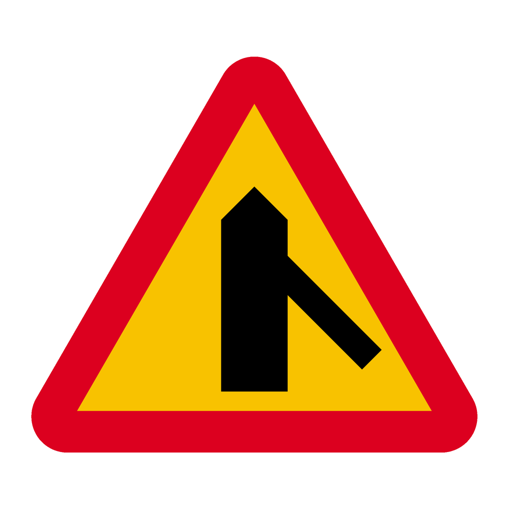 A29-14 Varning för vägkorsning där trafikanter på anslutande väg har väjnings/stopplikt