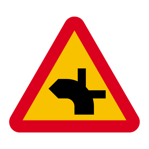 A29-16 Varning för vägkorsning där trafikanter på anslutande väg har väjnings/stopplikt