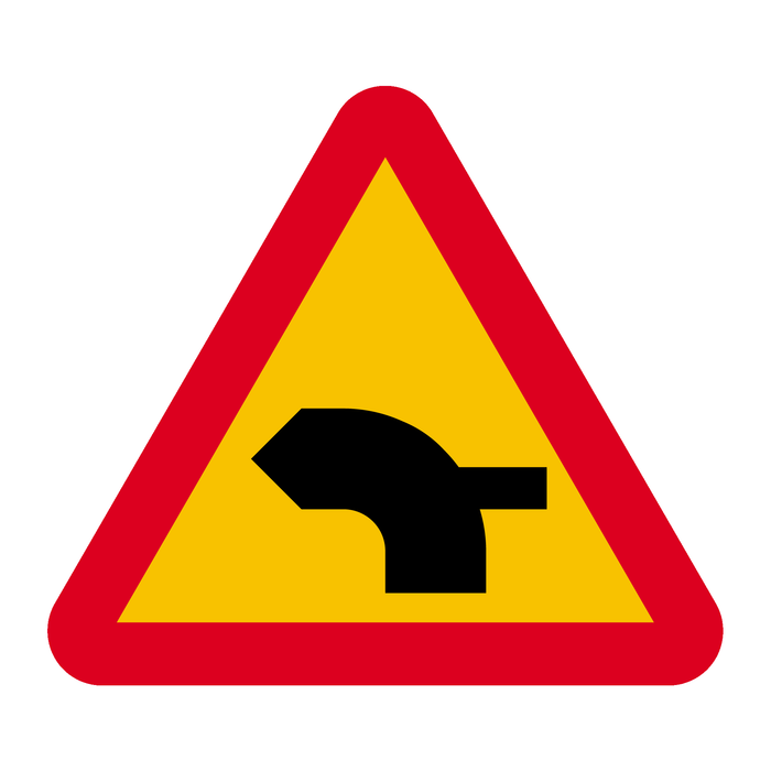 A29-18 Varning för vägkorsning där trafikanter på anslutande väg har väjnings/stopplikt