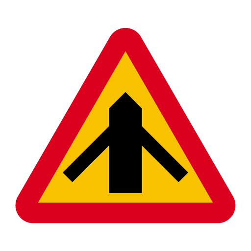 A29-2 Varning för vägkorsning där trafikanter på anslutande väg har väjnings/stopplikt