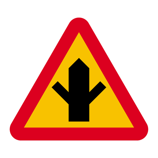 A29-3 Varning för vägkorsning där trafikanter på anslutande väg har väjnings/stopplikt