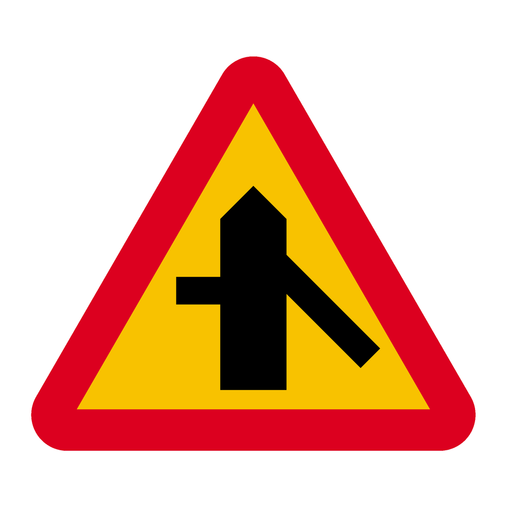A29-4 Varning för vägkorsning där trafikanter på anslutande väg har väjnings/stopplikt