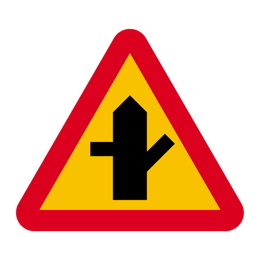 A29-5 Varning för vägkorsning där trafikanter på anslutande väg har väjnings/stopplikt