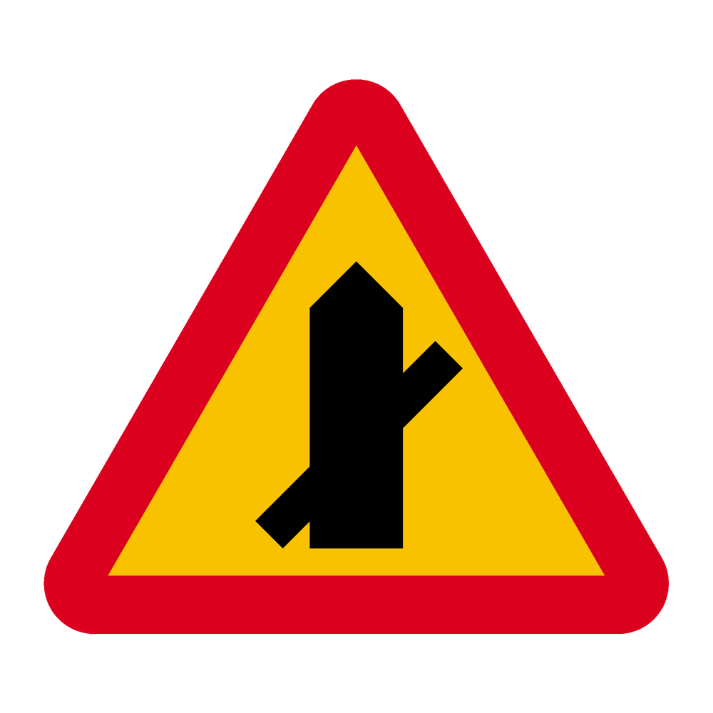A29-8 Varning för vägkorsning där trafikanter på anslutande väg har väjnings/stopplikt