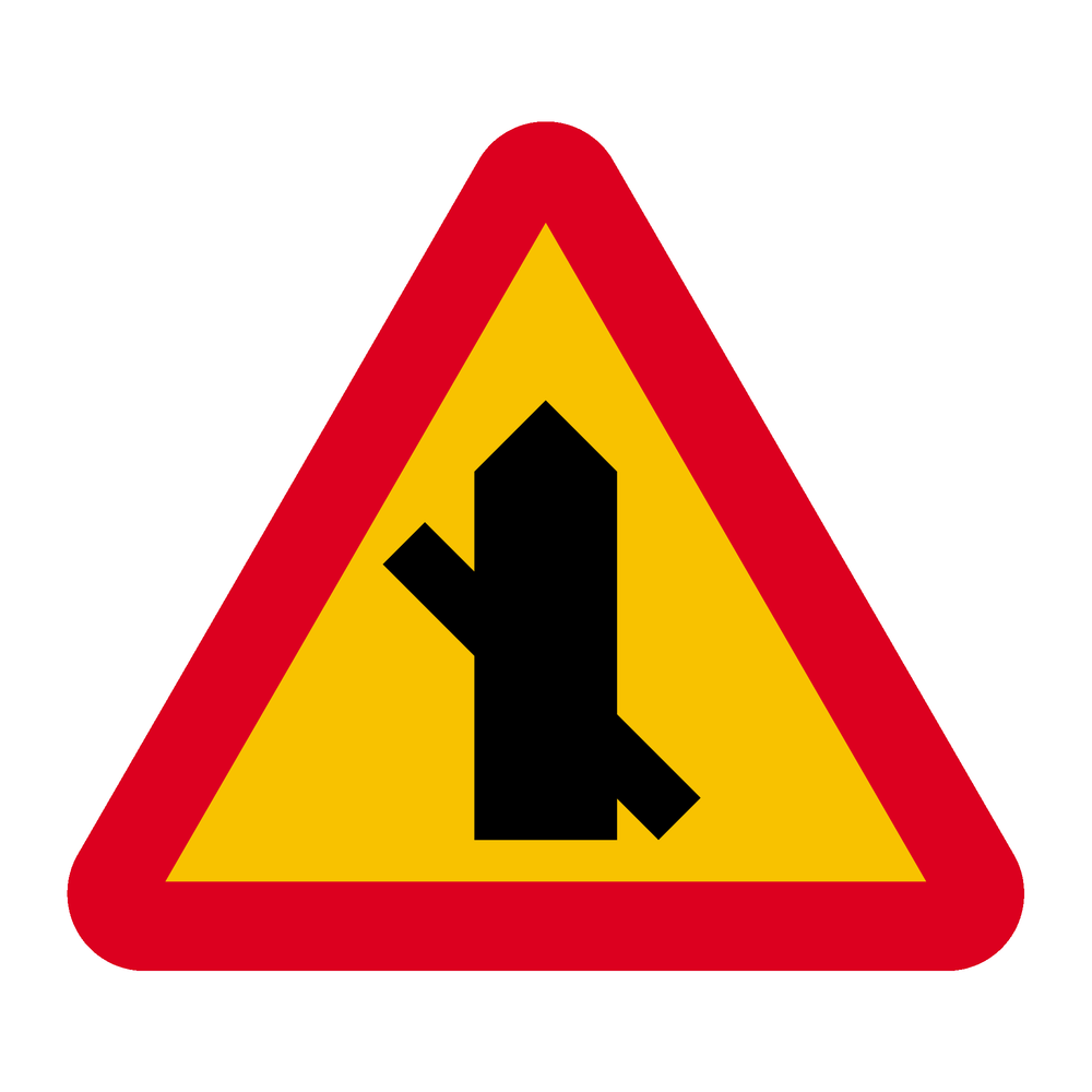 A29-9 Varning för vägkorsning där trafikanter på anslutande väg har väjnings/stopplikt