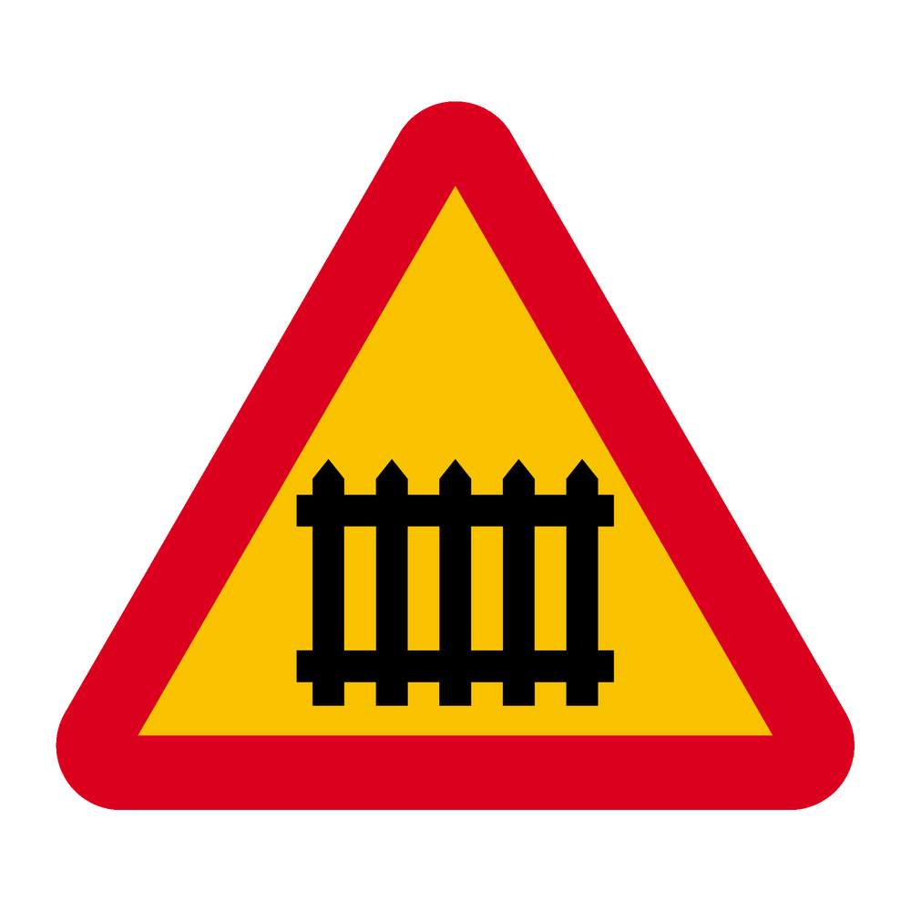 A35 Varning för järnvägskorsning med bommar & A35 Varning för järnvägskorsning med bommar
