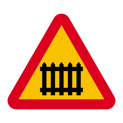 A35 Varning för järnvägskorsning med bommar & A35 Varning för järnvägskorsning med bommar