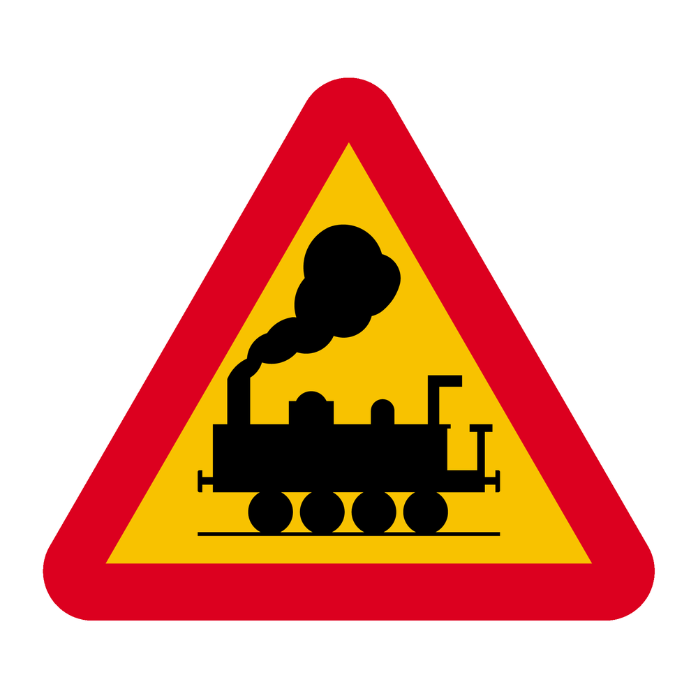 A36 Varning för järnvägskorsning utan bommar & A36 Varning för järnvägskorsning utan bommar