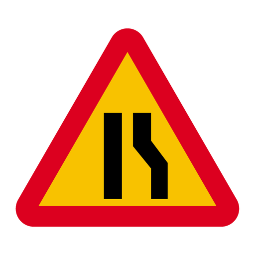 A5-2 Varning för avsmalnande väg & A5-2 Varning för avsmalnande väg