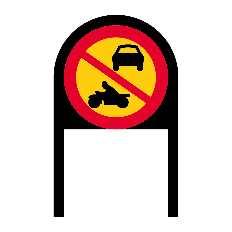 Skyltbåge - C3. Förbud mot trafik med annat motordrivet fordon än moped klass II