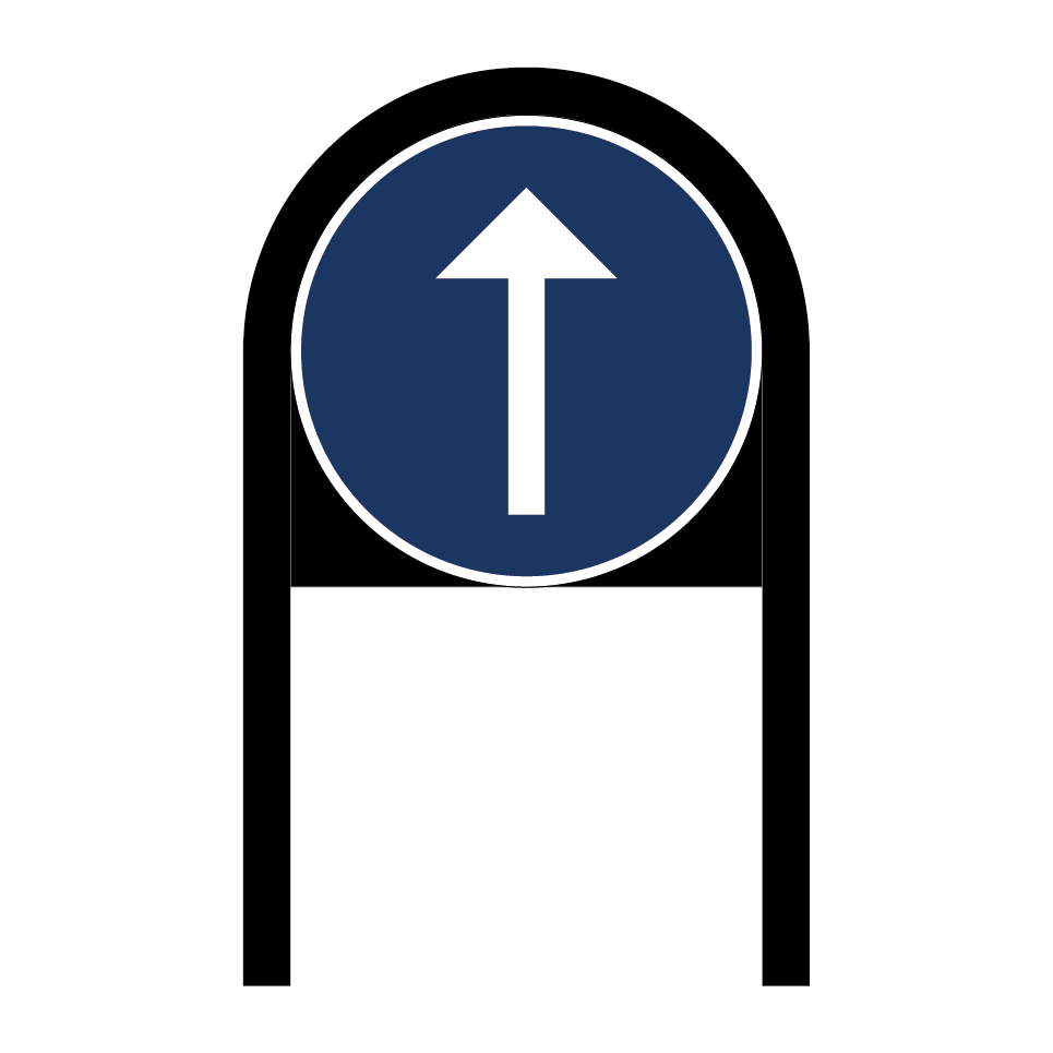 Skyltbåge - D1-3. Påbjuden körriktning & Skyltbåge - D1-3. Påbjuden körriktning