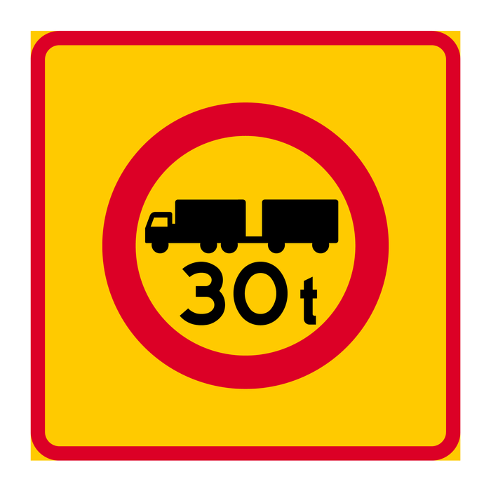 E20-11 Områdesmärke Begränsad bruttovikt på fordon och fordonståg