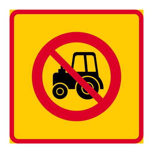 E20-7 Områdesmärke Förbud mot trafik med traktor och motorredskap klass II