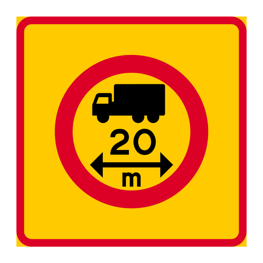 E20-9 Områdesmärke Begränsad fordonslängd & Områdesmärke Begränsad fordonslängd