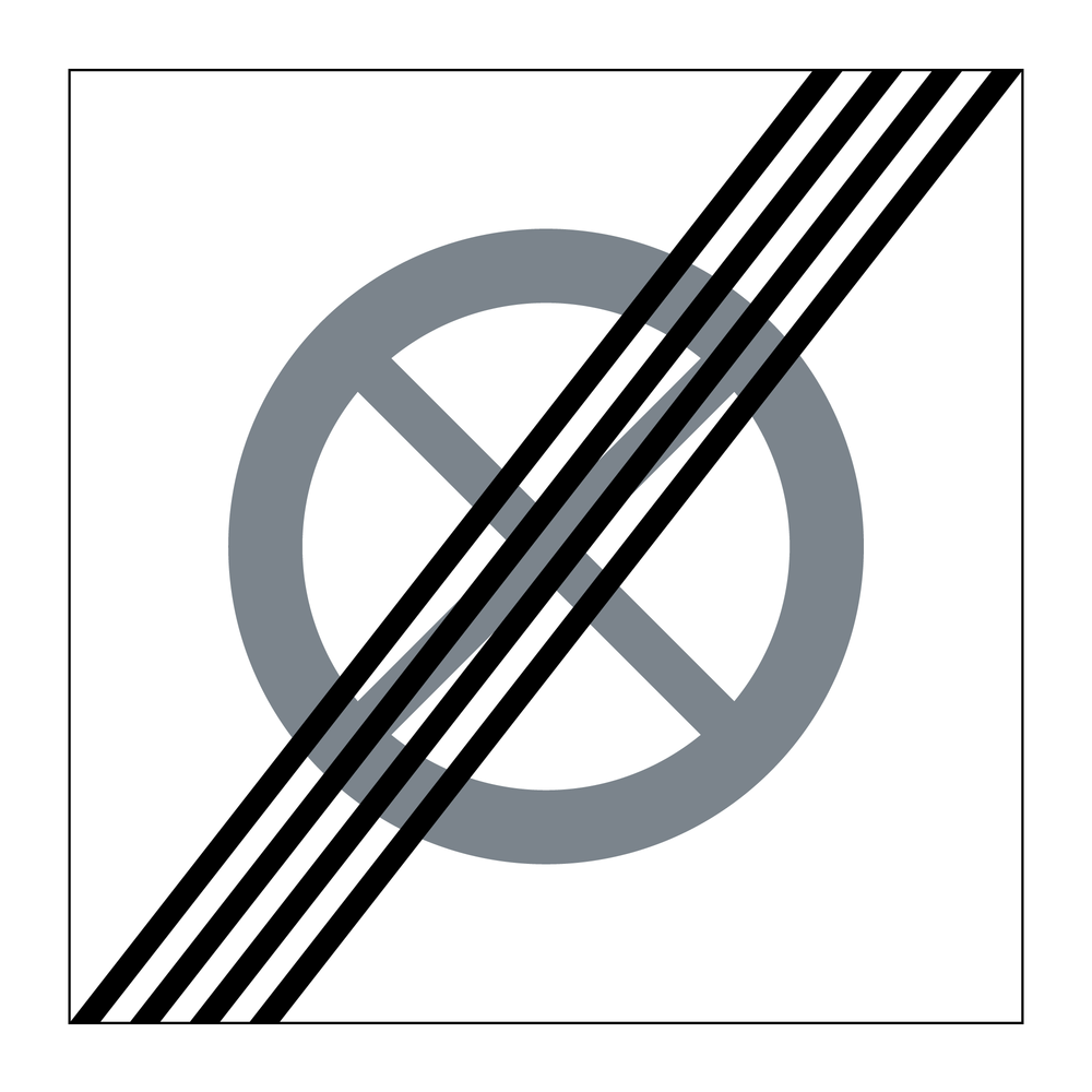 E21-15 Slut på område Förbud mot att stanna och parkera fordon