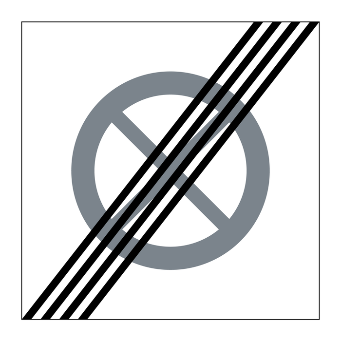 E21-15 Slut på område Förbud mot att stanna och parkera fordon
