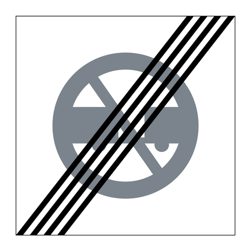 E21-5 Slut på område Förbud mot trafik med motordrivet fordon med tillkopplad släpvagn